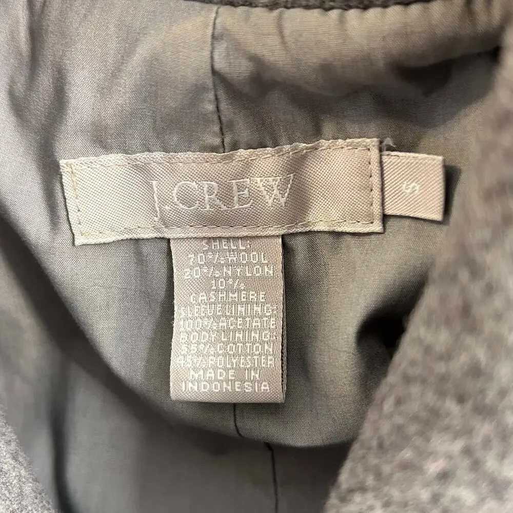 J. Crew Wool Cashmere Peacoat Gray PLUS Beanie Faux Fur Pom Basket Weave Cap